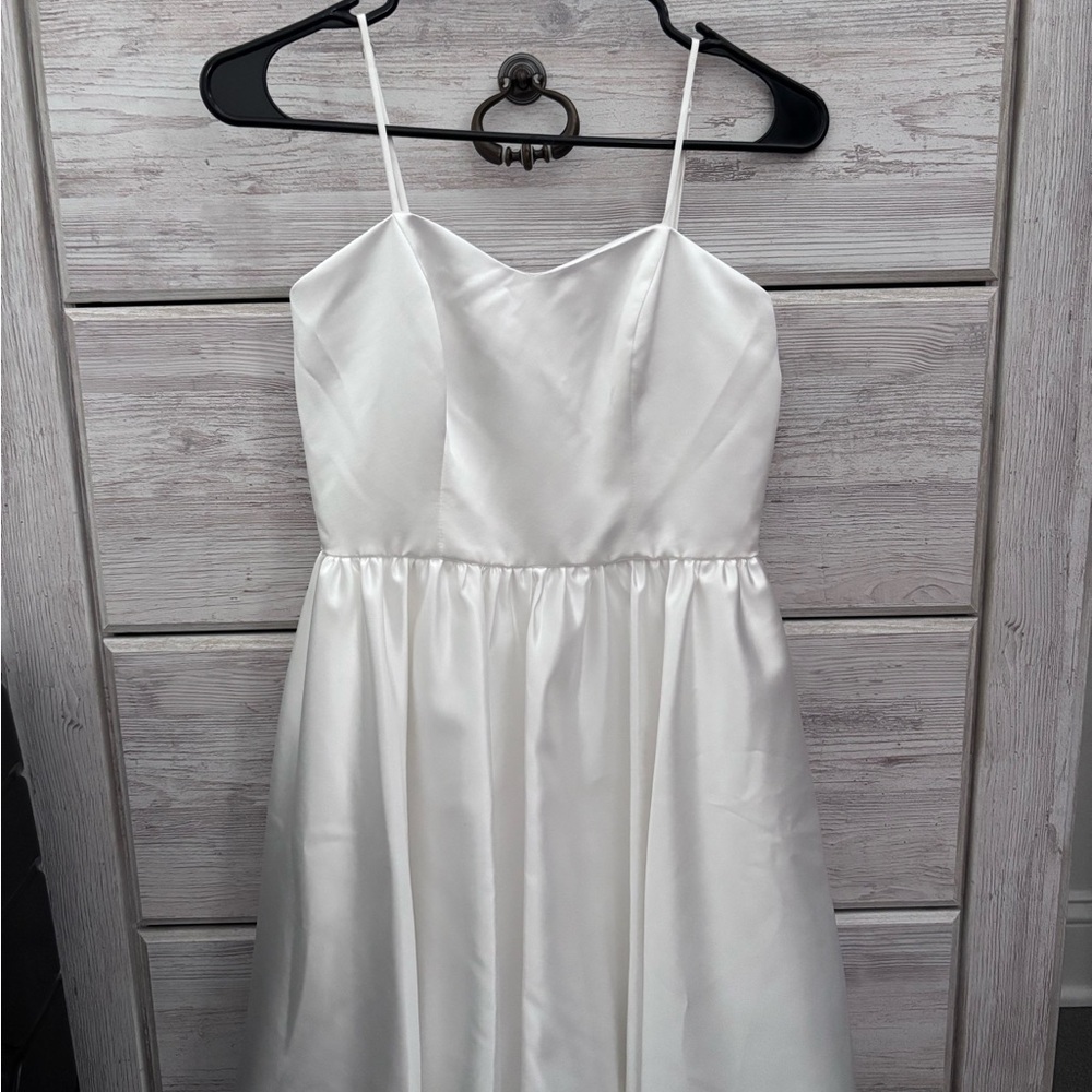Elegant White Satin Mini Dress